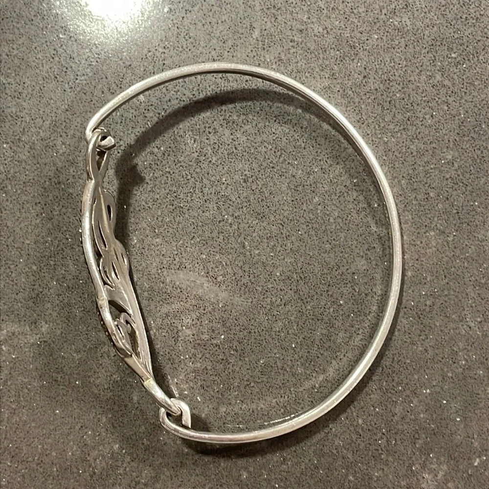 Vintage Suspicion 925 Sterling Silver & Marcasite Swirls Tension Bangle Bracelet